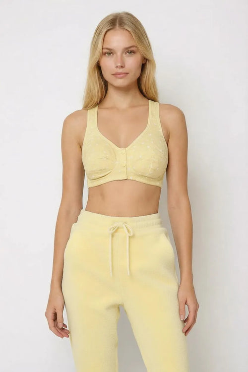 Roonisa Front-Button Cotton Bra – Breathable Wireless Comfort Bra