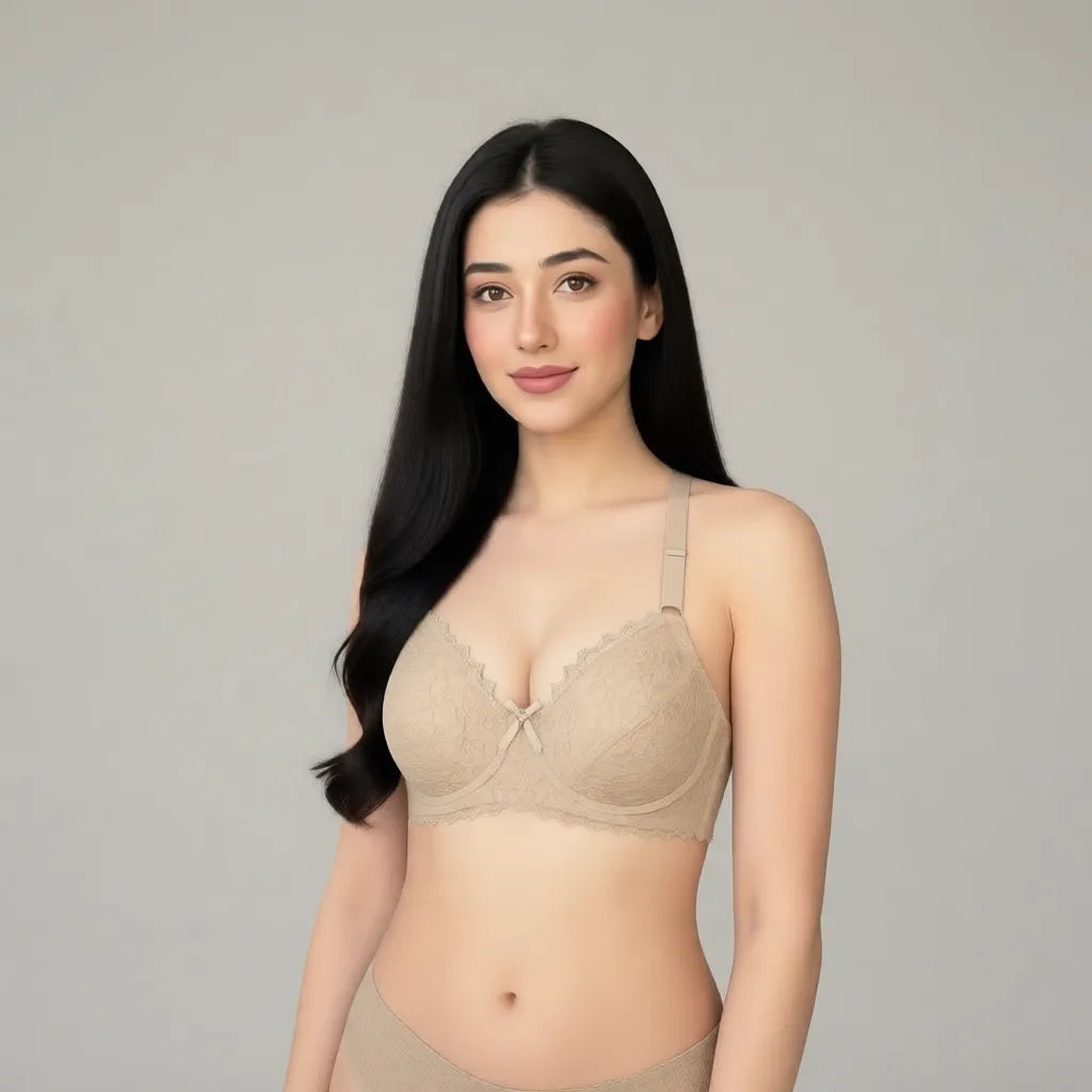 Roonisa Signature Pack of 2 Embroidered Net Cotton Bras – Non-Padded & Non-Wired